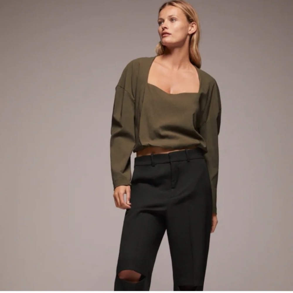 Zara Women's Long Sleeve Sweetheart Top